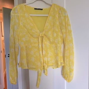 yellow & white floral abercrombie & fitch long sleeve